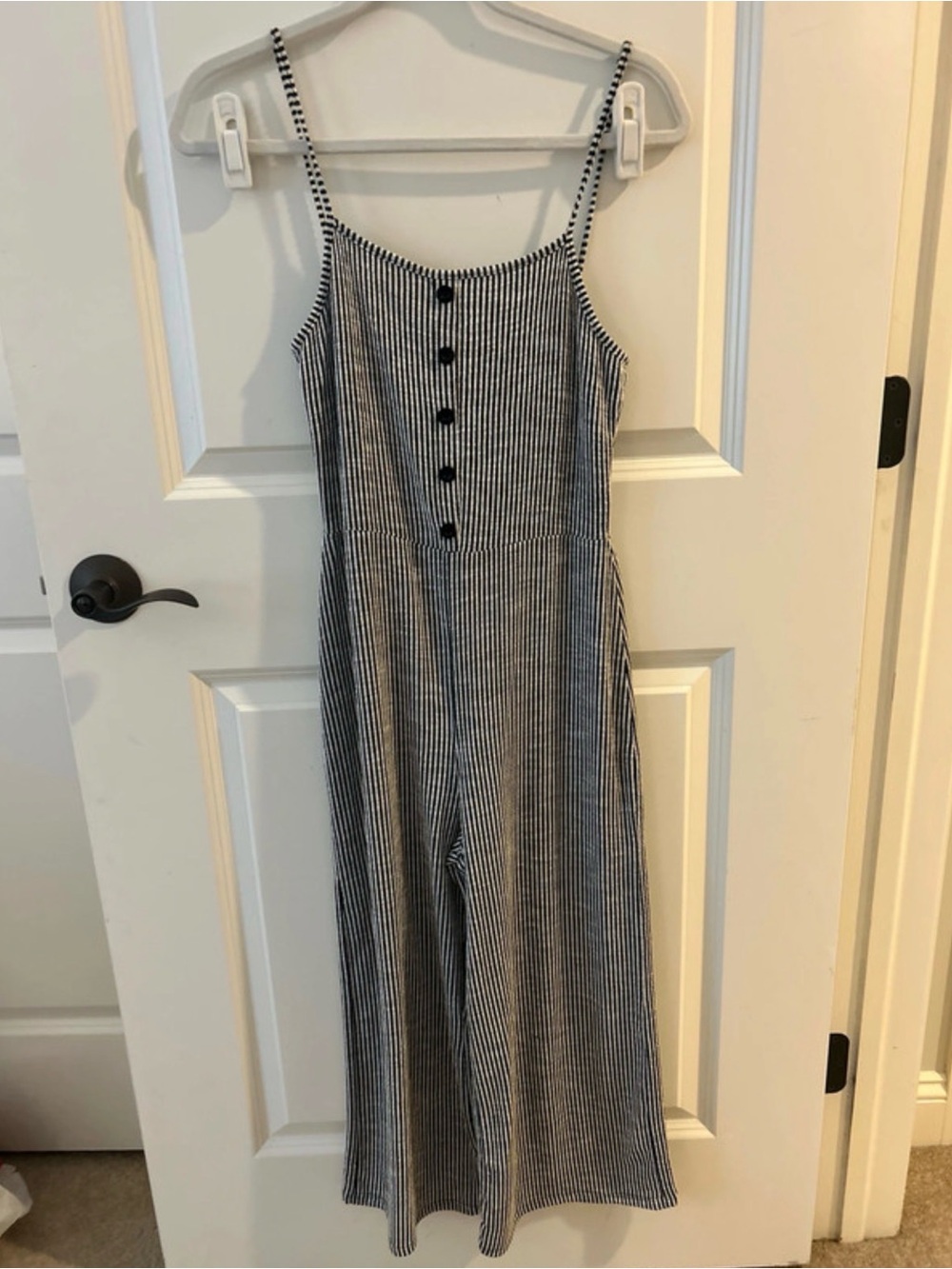 Caution To The Wind Black & White Striped Wide-Leg Jumpsuit